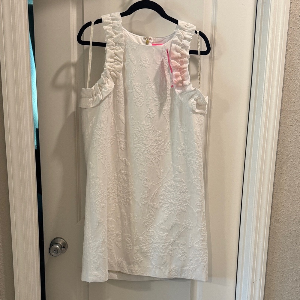 Lilly Pulitzer Kailee Stretch Ruffle Resort White Caliente Pucker Jacqua